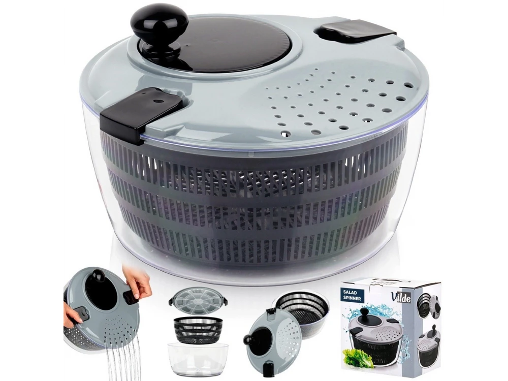 Vilde Premium Salad Spinner, Vegetable Colander 26cm, Grey