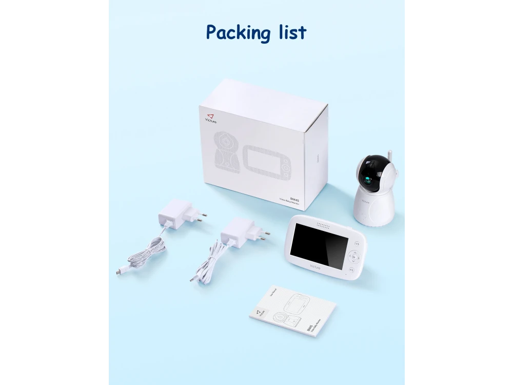 Victure BM45 Baby Monitor, 4.3" LCD, Two-Way Audio, 2X Zoom, Temperarure Monitor, Night Vision, with Batteries