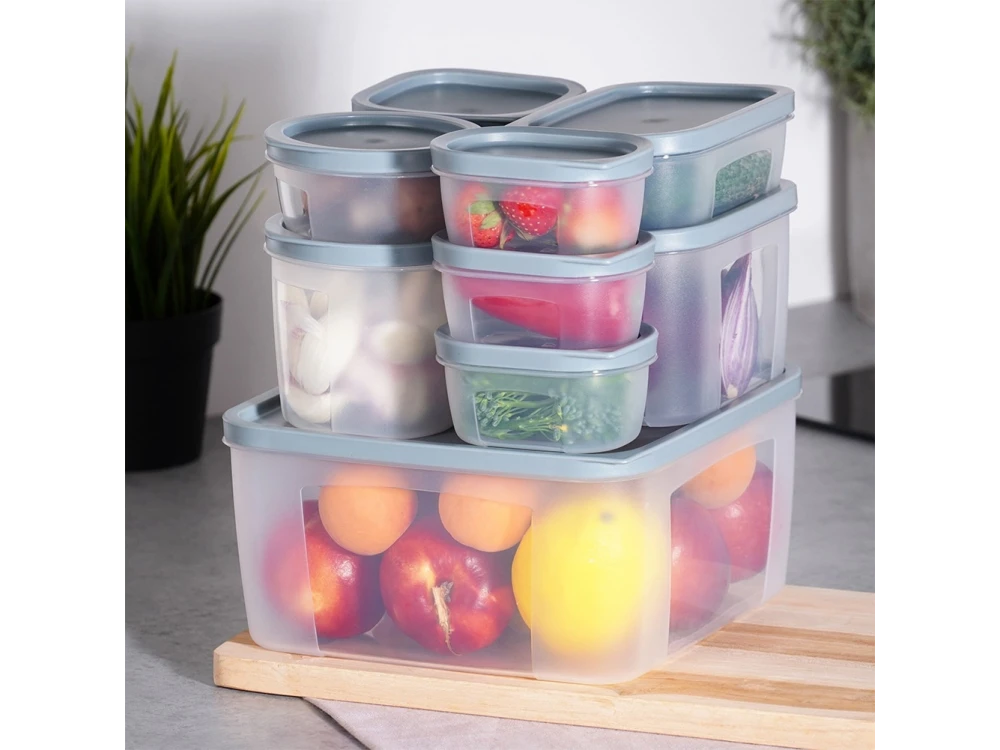 Vilde 10 Food Containers with Lids & Airtight Closure BPA-Free, Various Sizes from 175ml to 3500ml Set of 10, Transparent