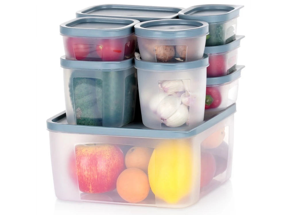 Vilde 10 Food Containers with Lids & Airtight Closure BPA-Free, Various Sizes from 175ml to 3500ml Set of 10, Transparent