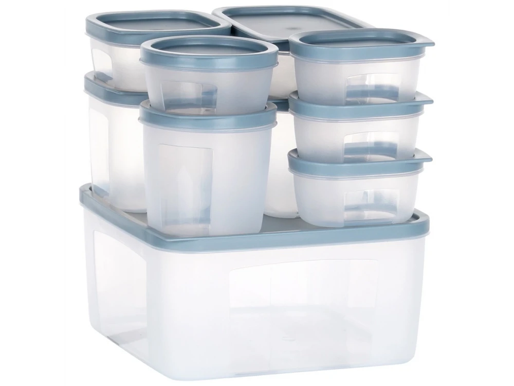 Vilde 10 Food Containers with Lids & Airtight Closure BPA-Free, Various Sizes from 175ml to 3500ml Set of 10, Transparent