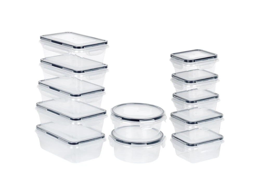 Vilde 12 Food Containers with Lids & Airtight Closure BPA-Free, Various Sizes, Set of 12, Transparent