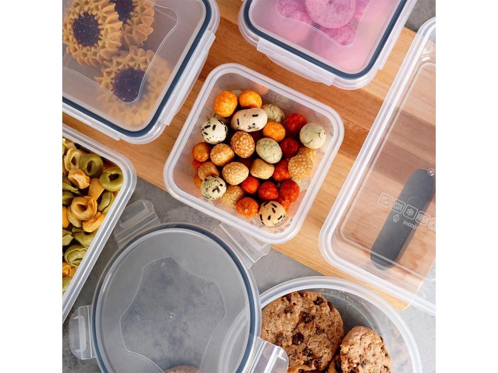 Vilde 12 Food Containers with Lids & Airtight Closure BPA-Free, Various Sizes, Set of 12, Transparent