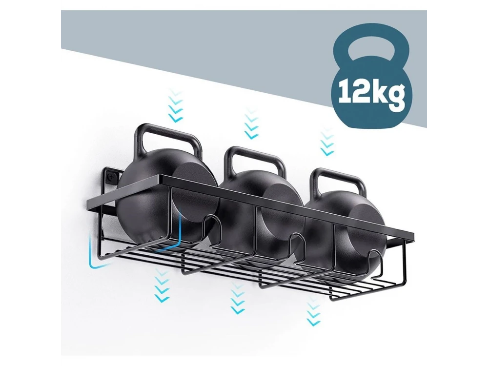 Vilde 4-Pack Shower Caddy, Wall-Mounted Bathroom Organizer, Set of 4, Black
