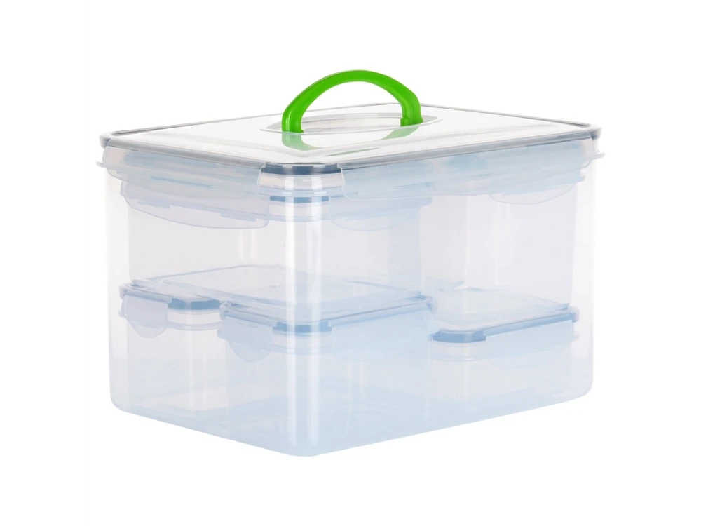 Vilde 7 Food Containers with Lids & Airtight Closure BPA-Free, Various Sizes from 670ml to 8200ml Set of 7, Transparent