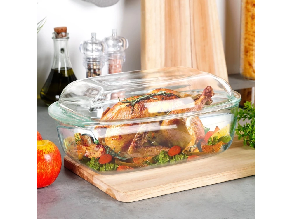 Vilde Casserole Dish 2-in-1, Fireproof Glass Dish with Lid 3.5L + 1.5L