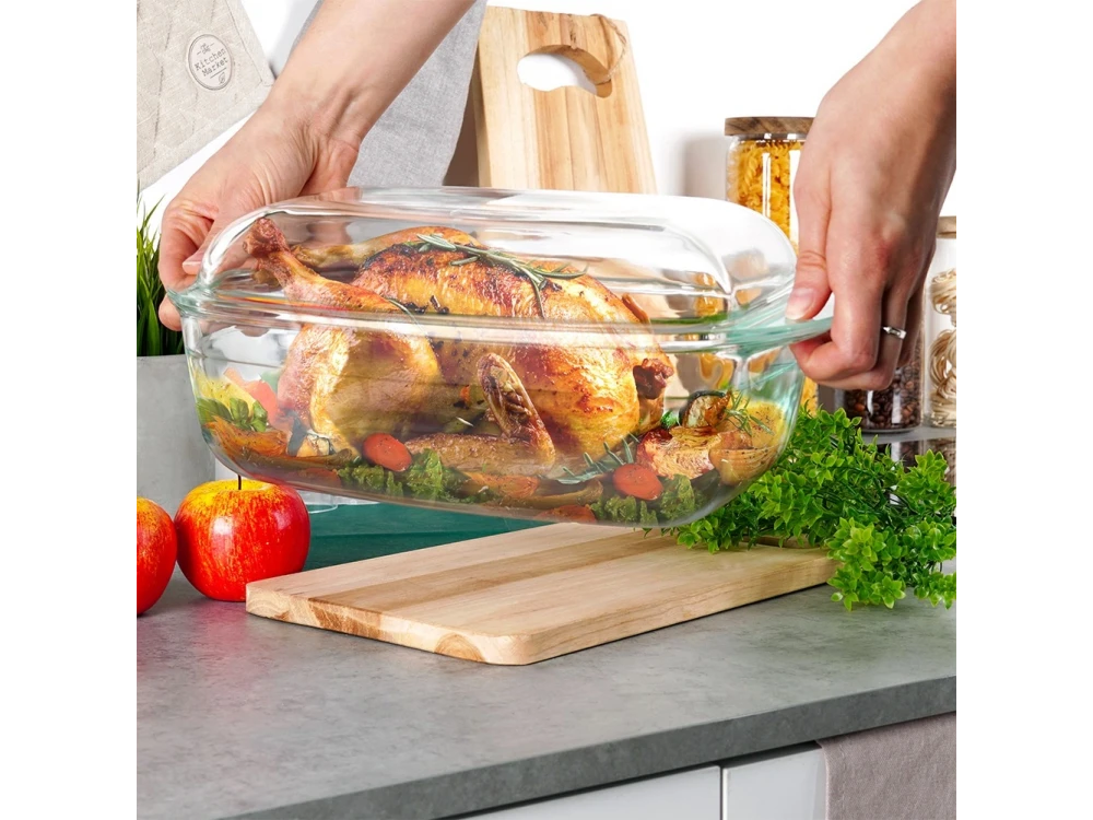 Vilde Casserole Dish 2-in-1, Fireproof Glass Dish with Lid 3.5L + 1.5L