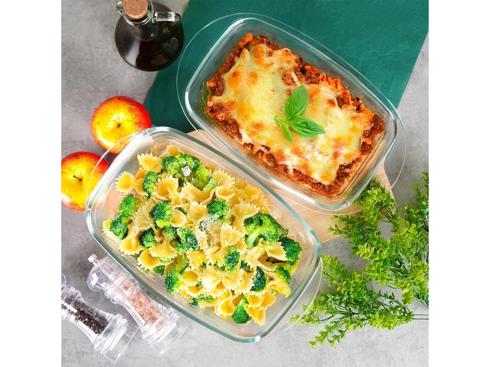 Vilde Casserole Dish 2-in-1, Fireproof Glass Dish with Lid 3.5L + 1.5L
