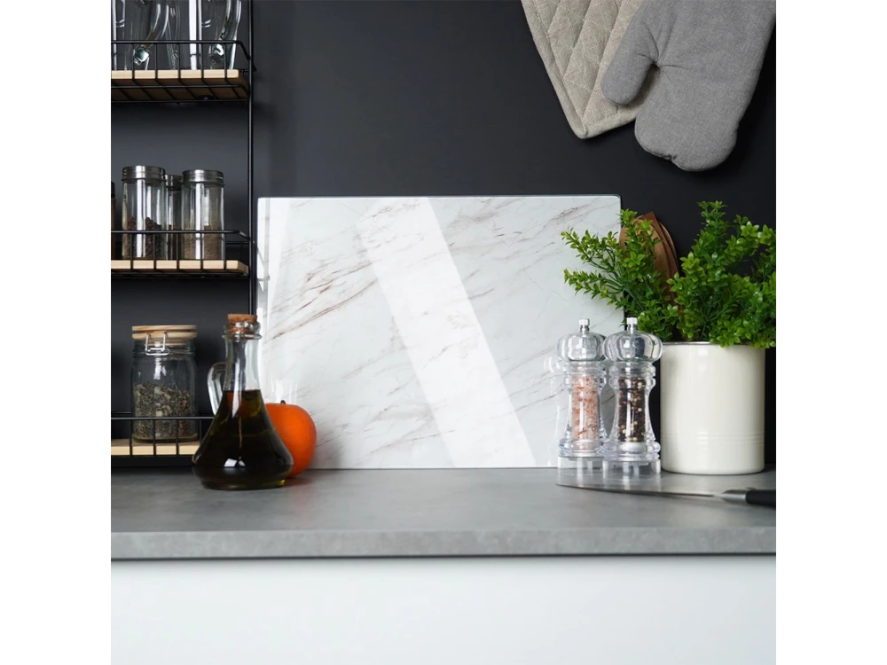 Vilde Chopping Board, Επιφάνεια Κοπής Γυάλινη Λευκή 40x30cm, Marble White