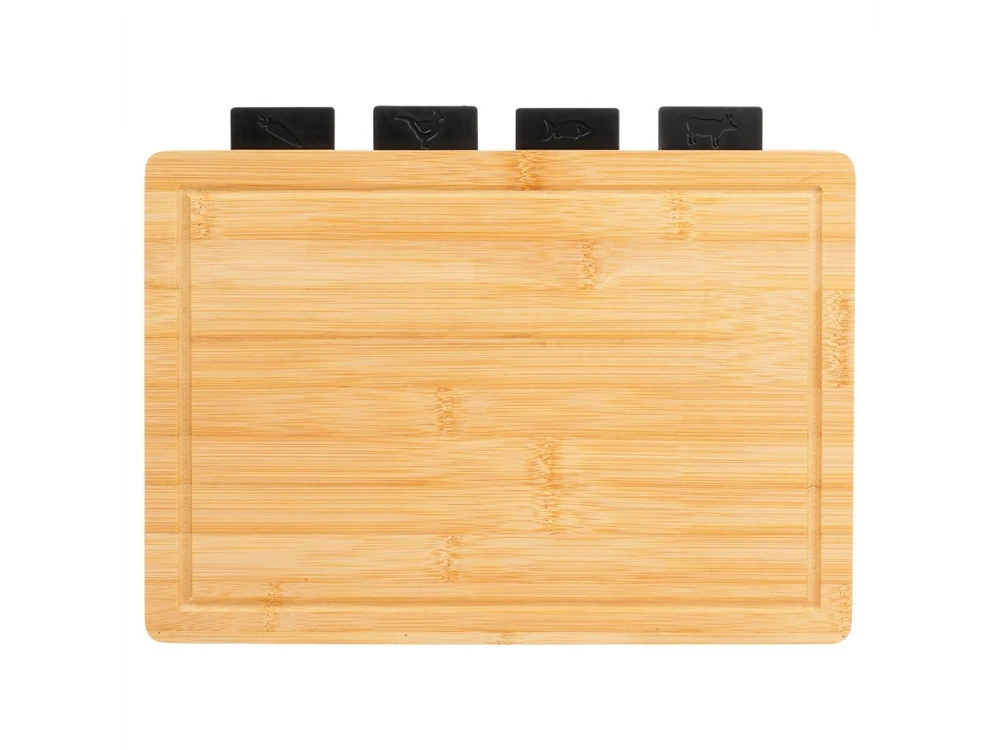 Vilde Chopping Boards with Stand, Cutting Surfaces with Bamboo Base, set of 5