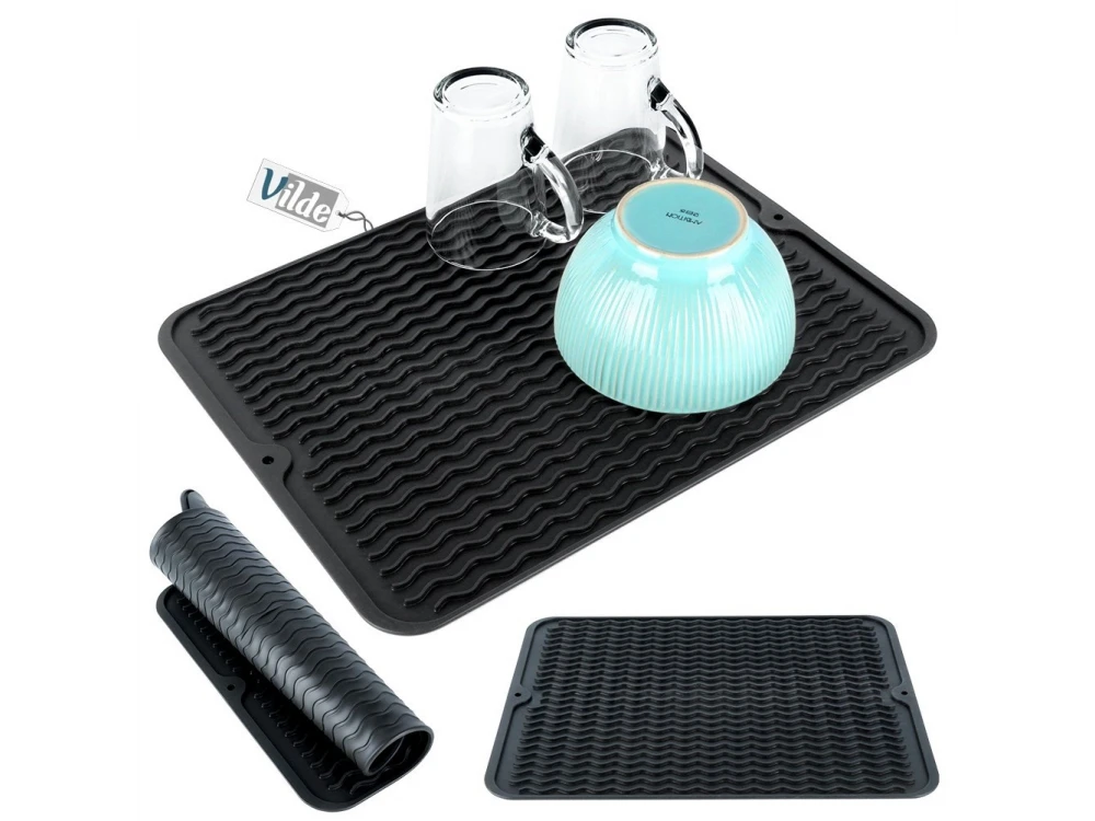 Vilde Dish Drying Mat 40x30cm, Επιφάνεια Στεγνώματος Σιλικόνης Μαύρη
