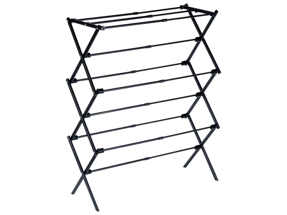 Vilde Drying Rack Vertical Folding Floor Drying Rack 3 Levels 47-78x94cm Metal, Black