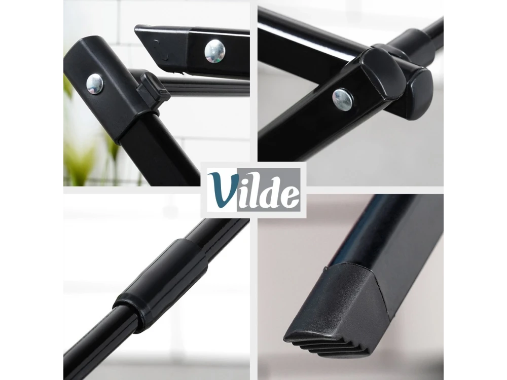 Vilde Drying Rack Vertical Folding Floor Drying Rack 3 Levels 47-78x94cm Metal, Black