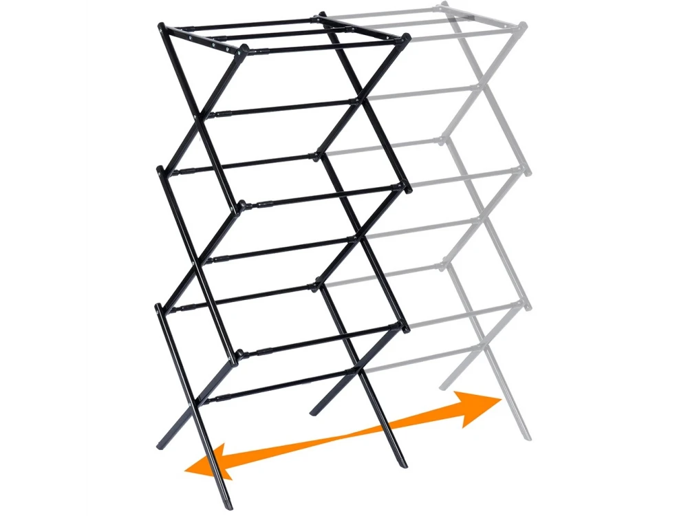 Vilde Drying Rack Vertical Folding Floor Drying Rack 3 Levels 47-78x94cm Metal, Black