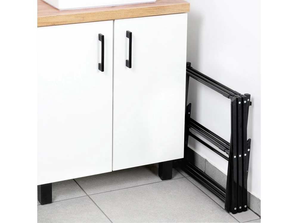 Vilde Drying Rack Vertical Folding Floor Drying Rack 3 Levels 47-78x94cm Metal, Black