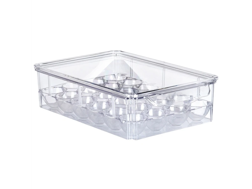 Vilde Egg Holder for 24 Eggs, Organizer Refrigerator Egg Organizer with Lid for 24 Eggs