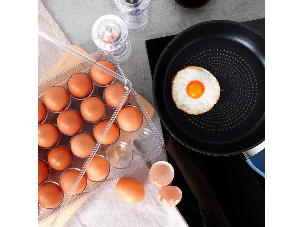 Vilde Egg Holder for 24 Eggs, Organizer Refrigerator Egg Organizer with Lid for 24 Eggs