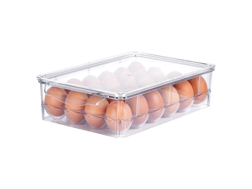Vilde Egg Holder for 24 Eggs, Organizer Refrigerator Egg Organizer with Lid for 24 Eggs