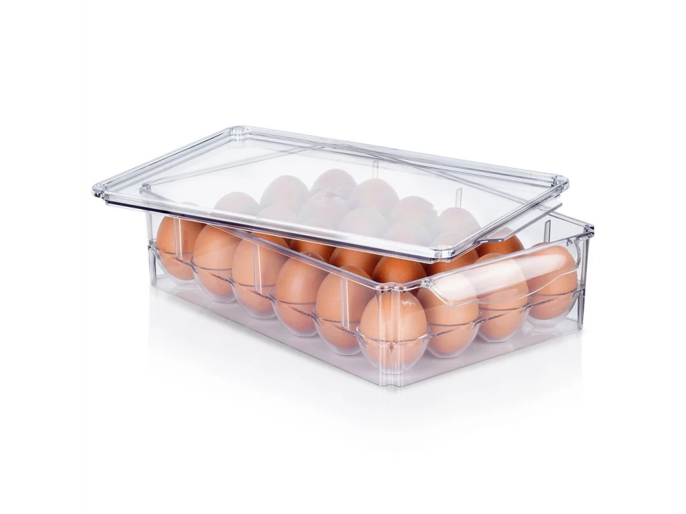 Vilde Egg Holder for 24 Eggs, Organizer Refrigerator Egg Organizer with Lid for 24 Eggs