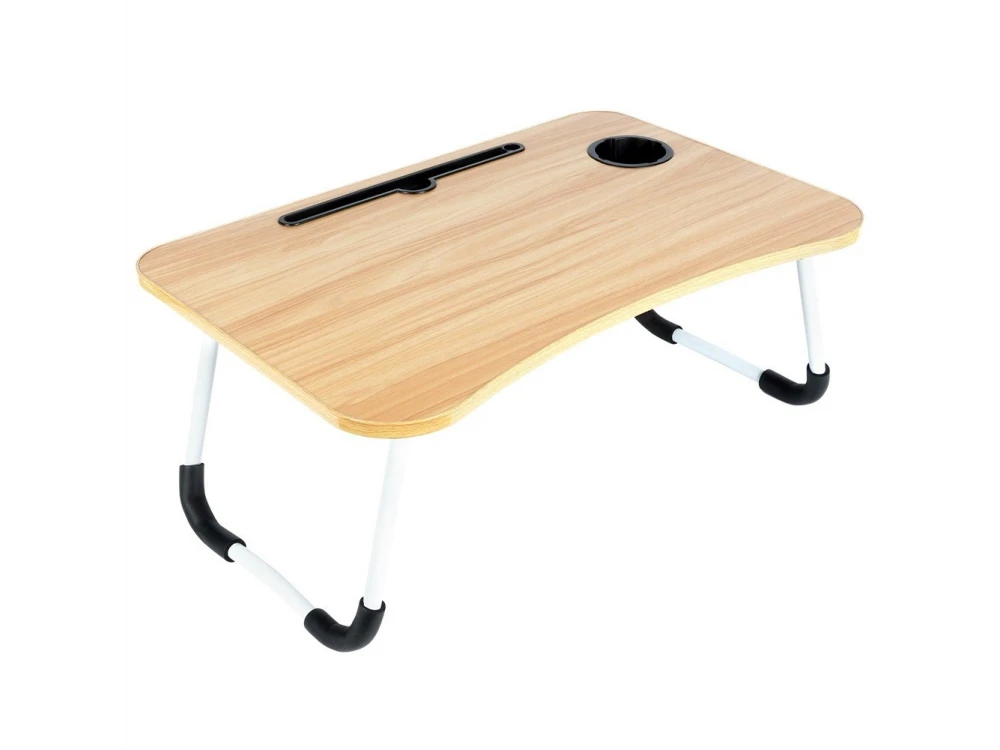 Vilde Laptop Desk, Laptop Table with Cup & Tablet Holder, Brown