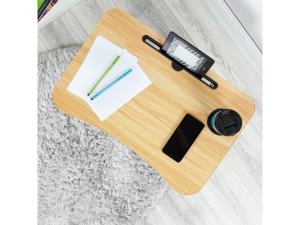 Vilde Laptop Desk, Laptop Table with Cup & Tablet Holder, Brown