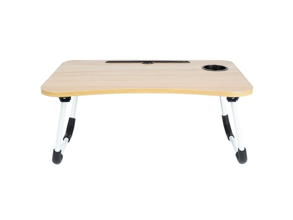 Vilde Laptop Desk, Laptop Table with Cup & Tablet Holder, Brown