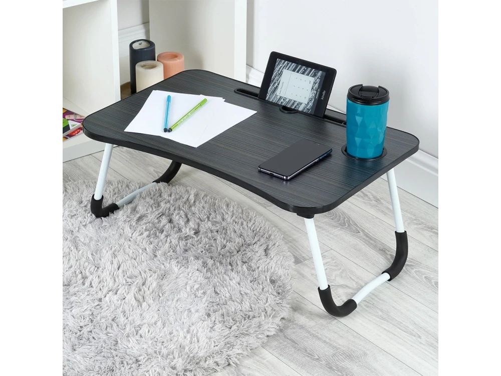 Vilde Laptop Desk, Laptop Table with Cup & Tablet Holder, Gray