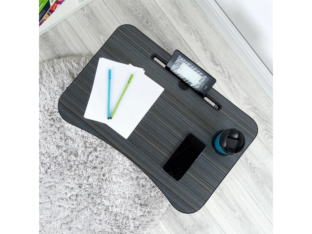 Vilde Laptop Desk, Laptop Table with Cup & Tablet Holder, Gray