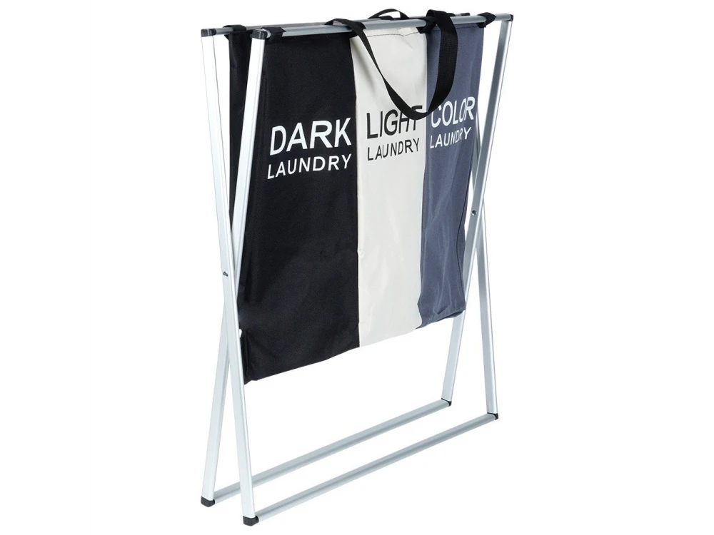 Vilde Laundry Basket Foldable, Καλάθι Απλύτων 3 Διαμερισμάτων Μεταλλικό 55x60x40cm