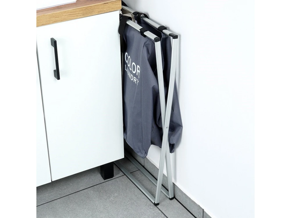 Vilde Laundry Basket Foldable, Καλάθι Απλύτων 3 Διαμερισμάτων Μεταλλικό 55x60x40cm