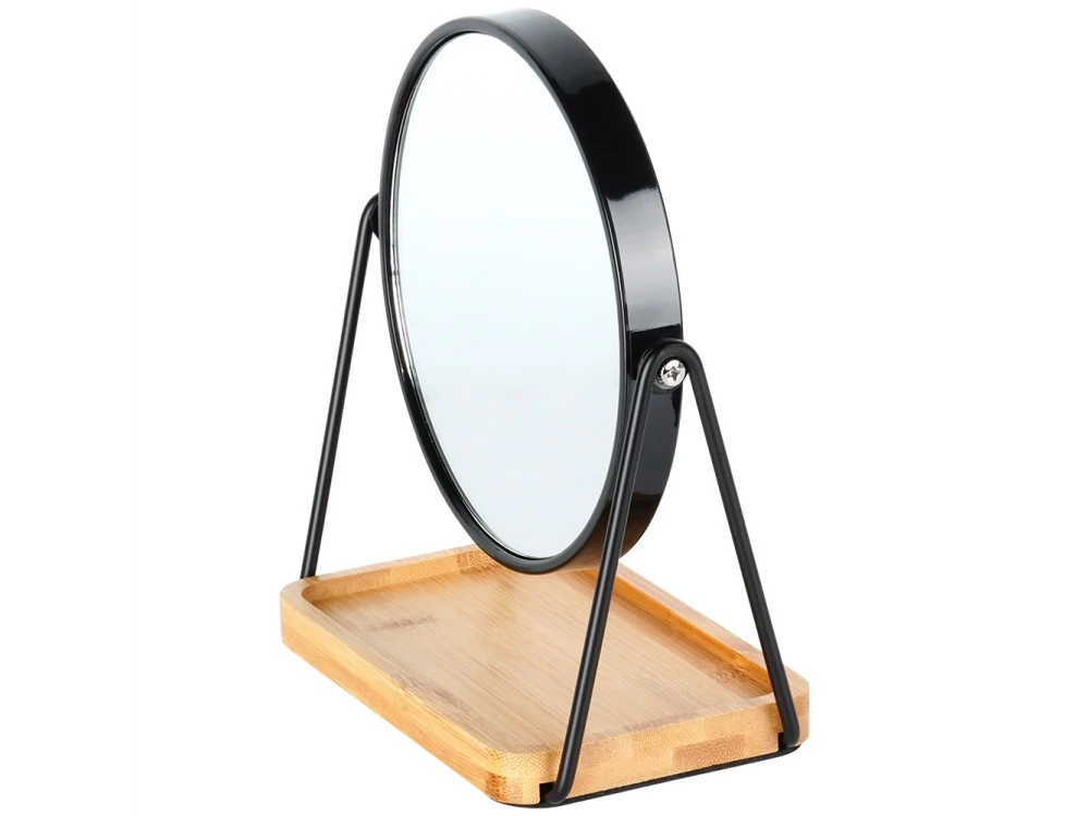 Vilde Makeup Mirror Double-Sided, Double-Sided Makeup Mirror, with Bamboo Base