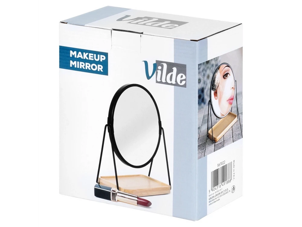 Vilde Makeup Mirror Double-Sided, Double-Sided Makeup Mirror, with Bamboo Base