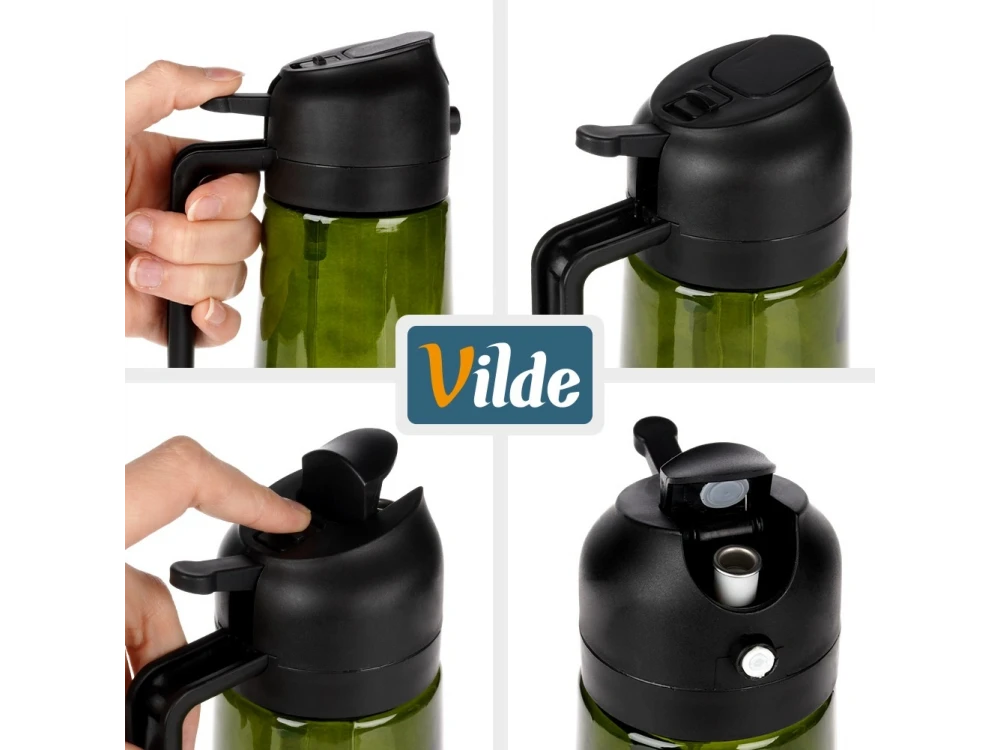 Vilde Oil Sprayer 450ml, Glass Oil Spray Bottle, Black / Dark Green
