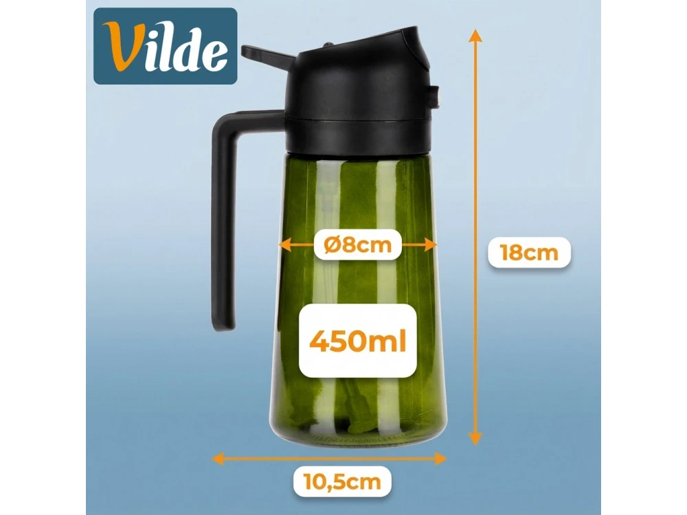 Vilde Oil Sprayer 450ml, Glass Oil Spray Bottle, Black / Dark Green