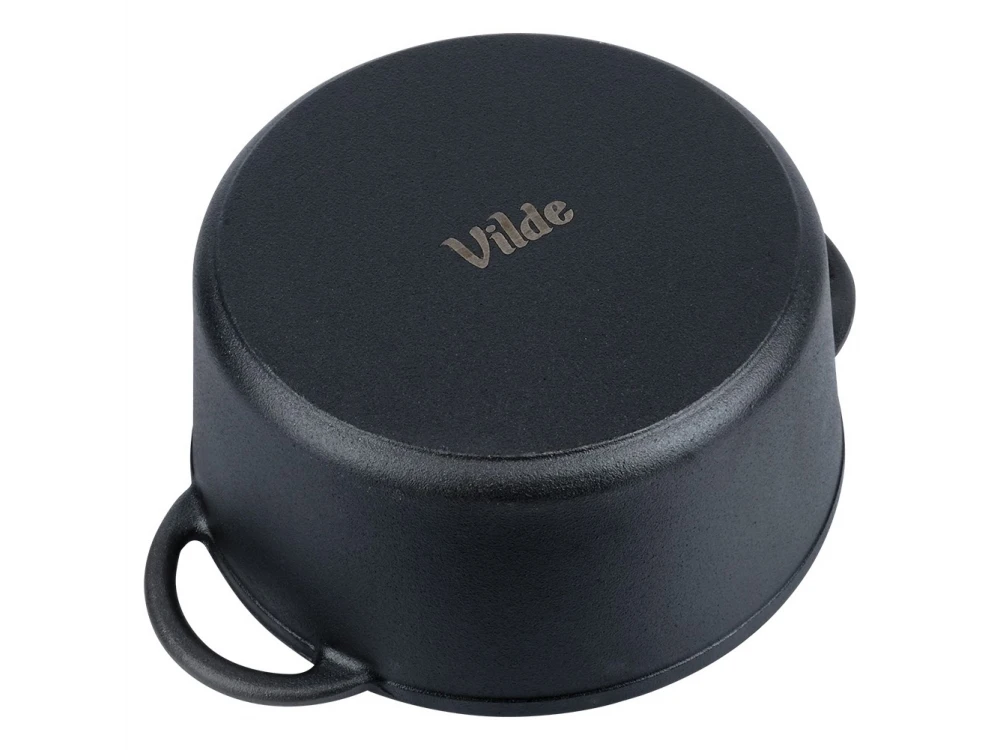 Vilde Pot with Lid Cast Iron 26cm, Cast Iron Casserole 5L, Black