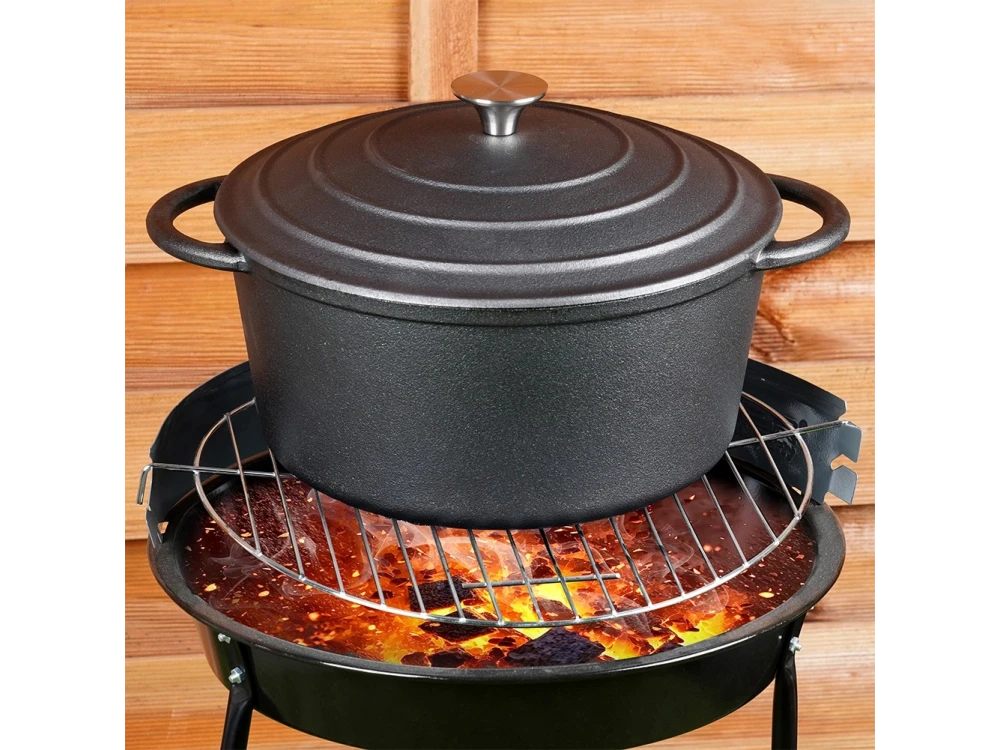Vilde Pot with Lid Cast Iron 26cm, Cast Iron Casserole 5L, Black
