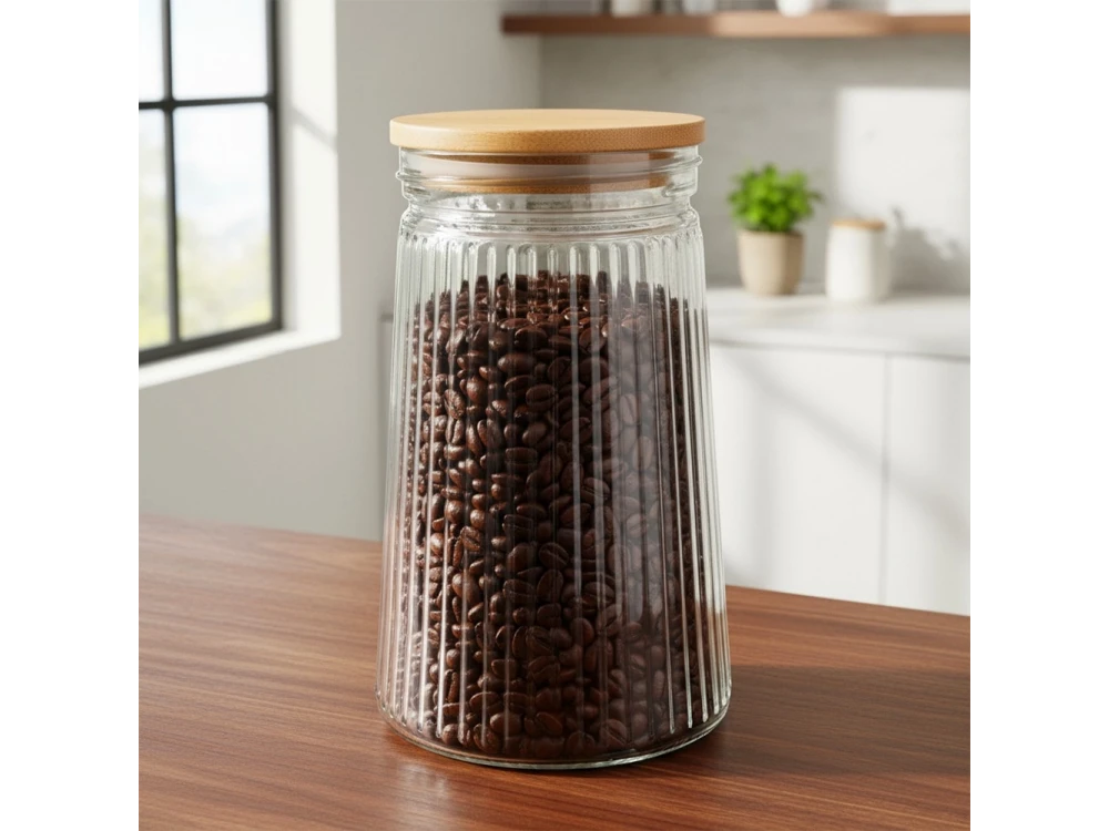 Vilde Premium 1000ml Borosilicate Glass Food Container with Bamboo Lid & Airtight Closure