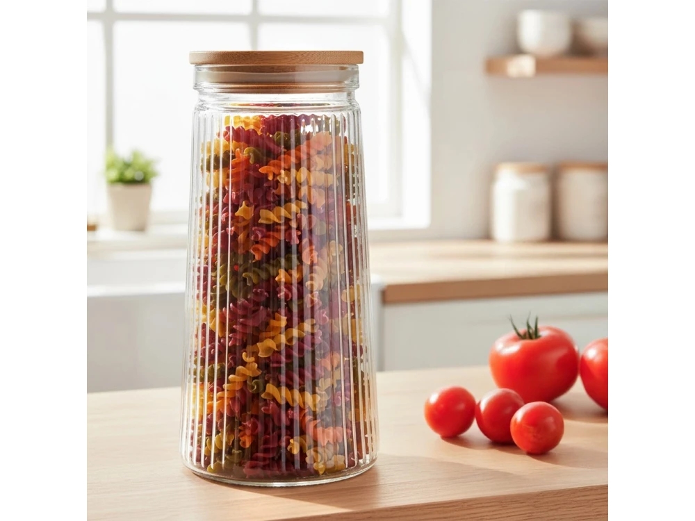 Vilde Premium 1400ml Borosilicate Glass Food Container with Bamboo Lid & Airtight Closure