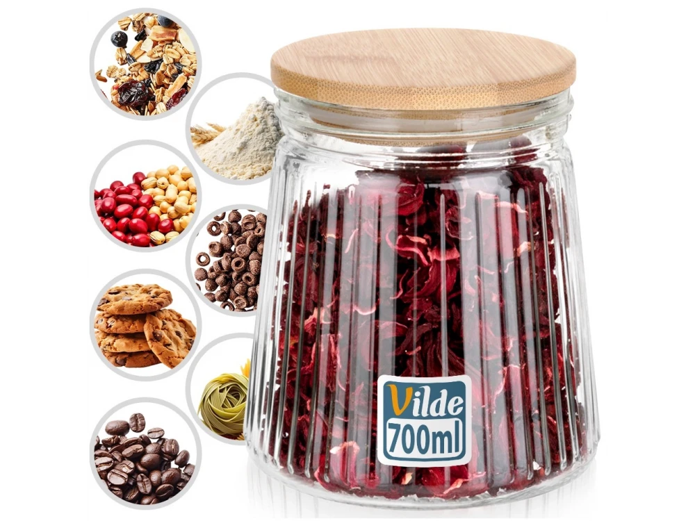 Vilde Premium 700ml Borosilicate Glass Food Container with Bamboo Lid & Airtight Closure