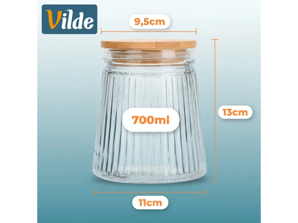 Vilde Premium 700ml Borosilicate Glass Food Container with Bamboo Lid & Airtight Closure