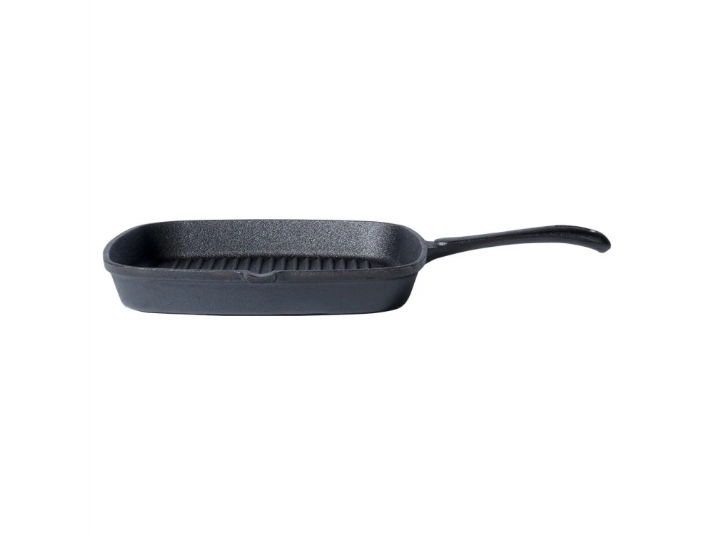 Vilde Premium Cast Iron Grill Pan 24cm, Cast Iron Grill Pan with Extra Silicone Protective Handle