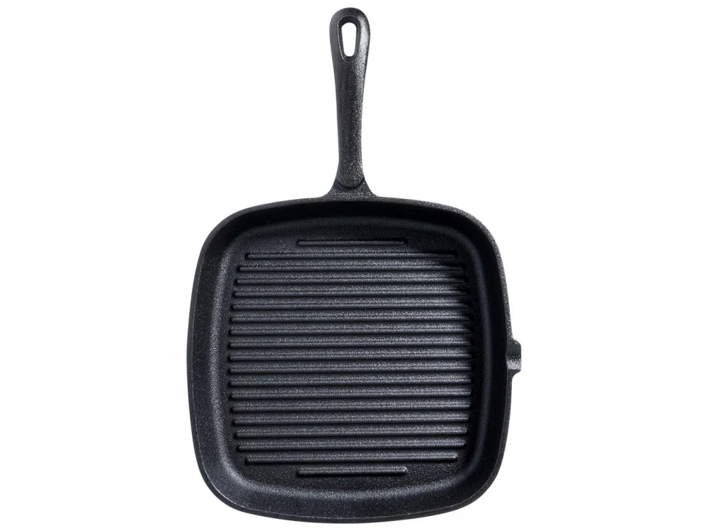 Vilde Premium Cast Iron Grill Pan 24cm, Cast Iron Grill Pan with Extra Silicone Protective Handle