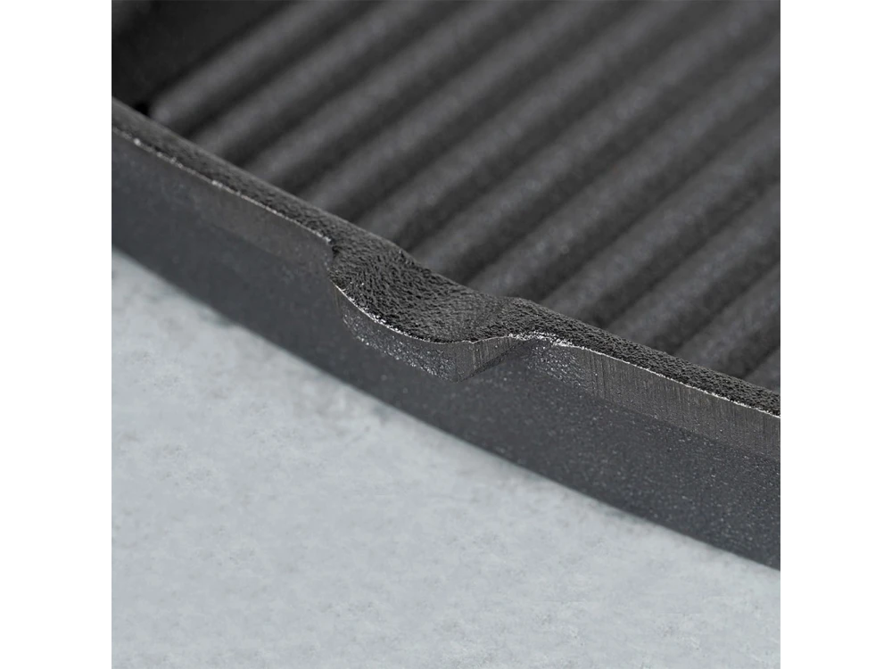 Vilde Premium Cast Iron Grill Pan 24cm, Cast Iron Grill Pan with Extra Silicone Protective Handle