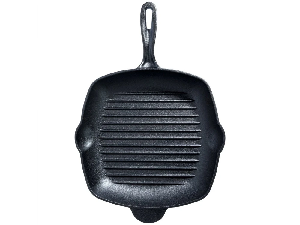Vilde Premium Cast Iron Grill Pan 28cm, Cast Iron Grill Pan with Extra Silicone Protective Handle