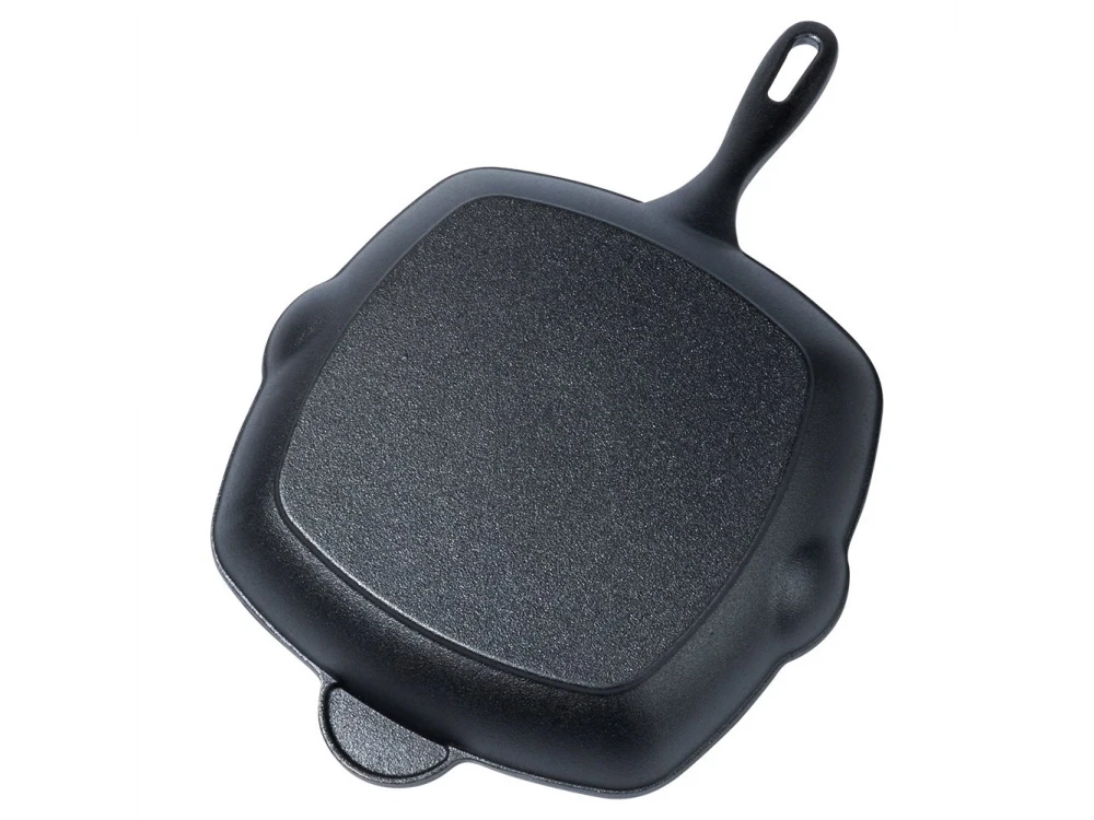 Vilde Premium Cast Iron Grill Pan 28cm, Cast Iron Grill Pan with Extra Silicone Protective Handle
