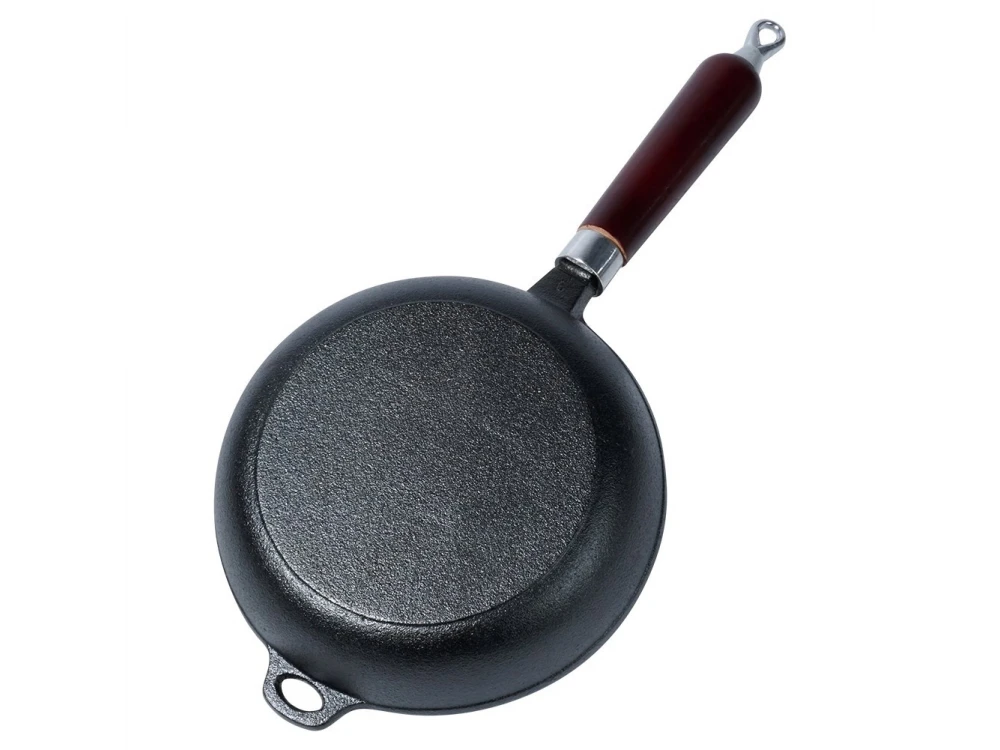 Vilde Premium Cast Iron Skillet 20cm, Cast Iron Skillet with Wooden Handle
