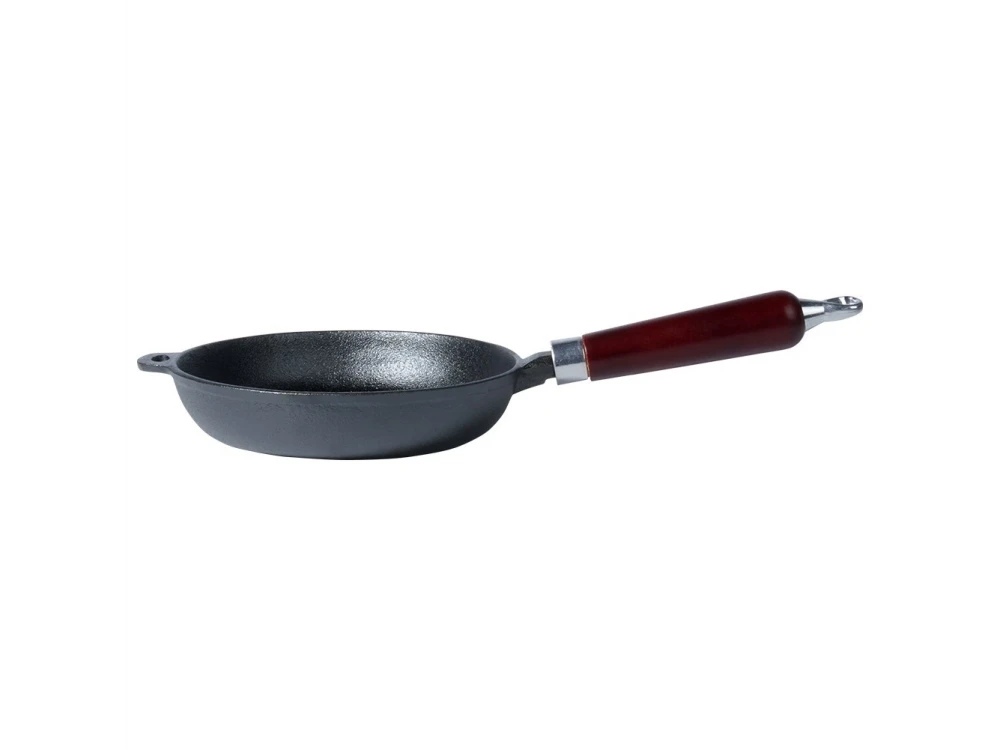 Vilde Premium Cast Iron Skillet 20cm, Cast Iron Skillet with Wooden Handle