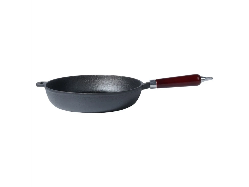 Vilde Premium Cast Iron Skillet 28cm, Cast Iron Frying Pan with Wooden Handle