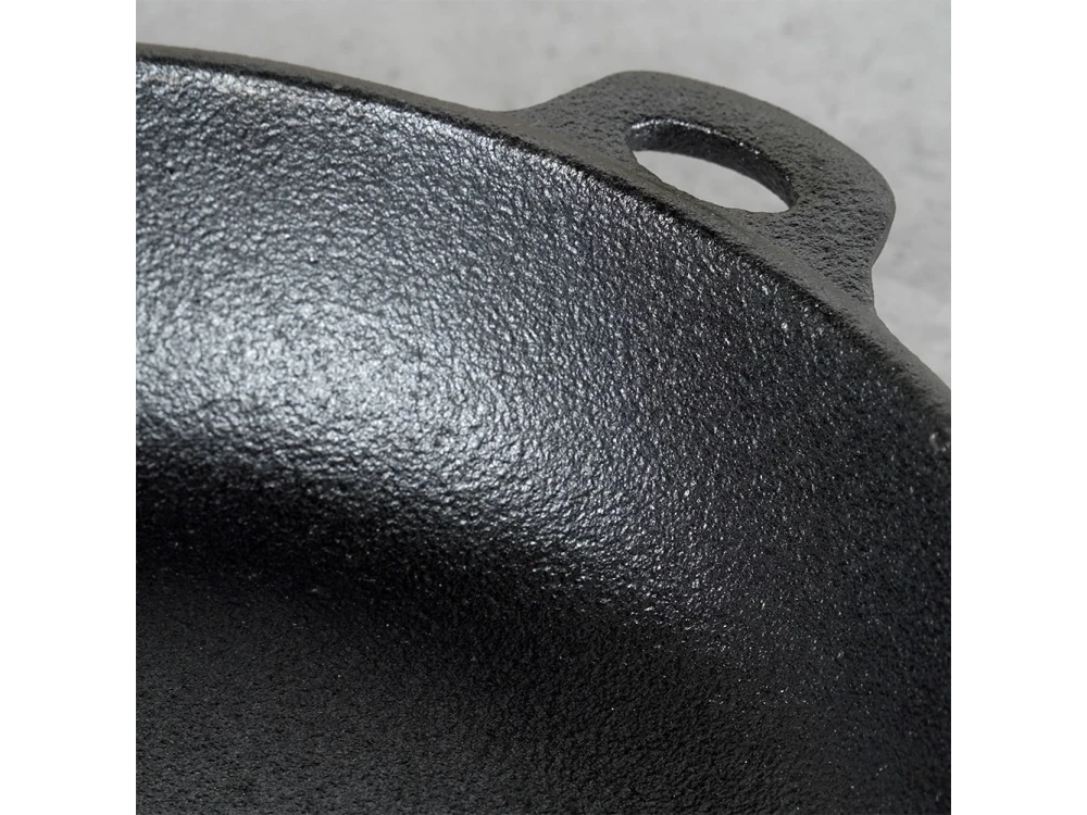 Vilde Premium Cast Iron Skillet 28cm, Cast Iron Frying Pan with Wooden Handle