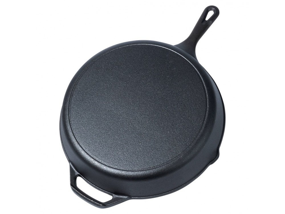 Vilde Premium Cast Iron Skillet 30 cm, Cast Iron Frying Pan with Extra Protective Silicone Handle
